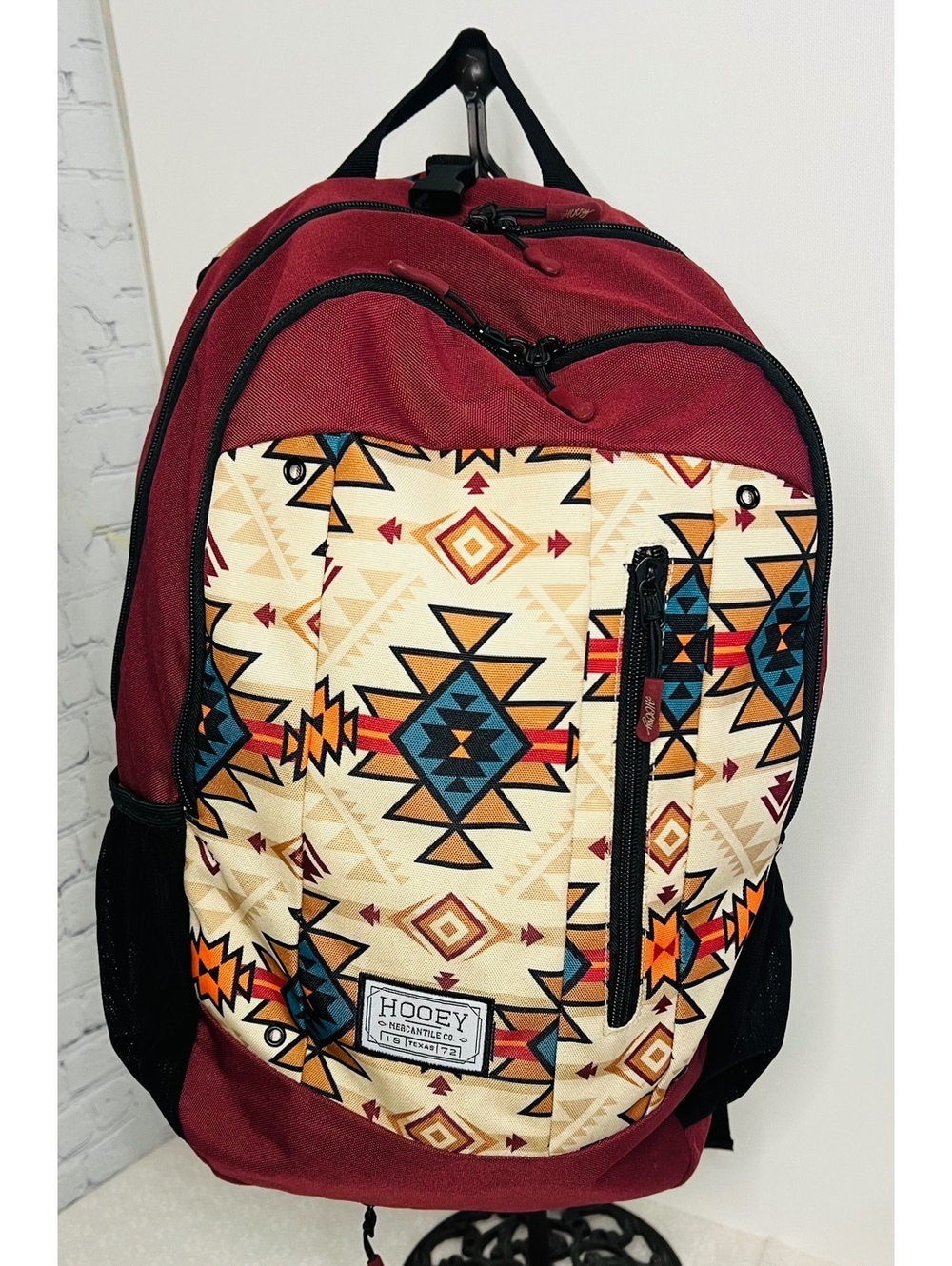 Hooey Rockstar Backpack geometric southwestern Aztec burgundy bag